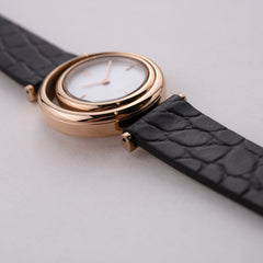 Black/Rose Gold Leather Strap 16mm by VANNA