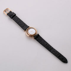 Black/Rose Gold Leather Strap 16mm by VANNA