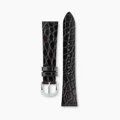 Black/Stainless Steel Leather Strap 16mm by VANNA