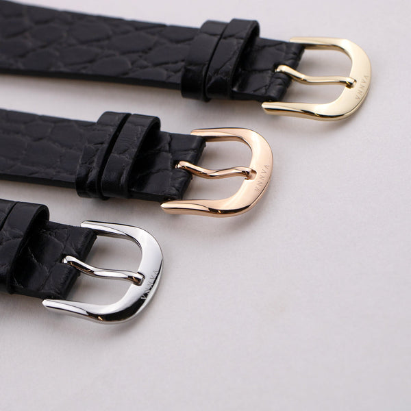 Black/Stainless Steel Leather Strap 16mm by VANNA