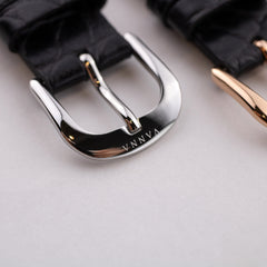 Black/Stainless Steel Leather Strap 16mm by VANNA