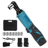 3/8” Cordless Electric Ratchet Wrench Set Right Angle Wrench with 2Pcs 1200mAh Batteries and Charger 7 Sockets 400RPM