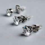 Pair of 316L Surgical Steel Clear Round CZ Stud Earrings by Fashion Hut Jewelry