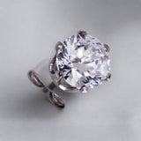 Pair of 316L Surgical Steel Clear Round CZ Stud Earrings by Fashion Hut Jewelry