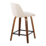 Toriano - Mid Century Modern Fixed Height Counter Stool With Swivel & Square Footrest (Set of 2) by Couch.com