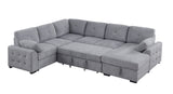 Nyhan - Upholstered Corner Sectional With Pull Out Loveseat And Storaged Chaise - Light Gray by Couch.com