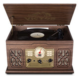 Victor State 7-in-1 Wood Music Center with 3-Speed Turntable and Dual Bluetooth