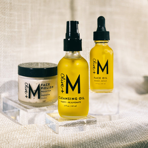 Face Love Routine | All-in-One Skincare Set with Radiance Face Oil, Exfoliating Face Polish & Face Purifying Cleansing Oil – Olive +M by Olive + M