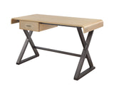 Danton - Aluminum Top Grain Leather Rectangular Writing Desk - Gold by Couch.com