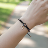 Copper Ribbon Black Pink Braided Breast Cancer Bracelet
