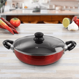 Better Chef 12" Aluminum Non-Stick Metallic Red Deep Fryer with Glass Lid