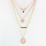 Oliva 4 Layered Necklace in Rose Quartz and Turquoise Stone