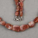 Sunstone Beads Necklace for Women in Silver Beaded Raw Gemstone Necklace Gift for Mom