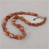 Sunstone Beads Necklace for Women in Silver Beaded Raw Gemstone Necklace Gift for Mom