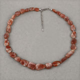 Sunstone Beads Necklace for Women in Silver Beaded Raw Gemstone Necklace Gift for Mom