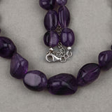 Raw Amethyst Beads Necklace for Women in Silver February Birthstone Necklace Gift for Mom