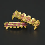 Gold CZ Rhinestone Hip-Hop Teeth Grillz 