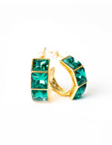 Emerald 3-Stone Hoop Earrings by Short & Suite