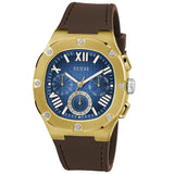 Guess Men's Brown Gold Tone Multi-function Blue Dial Watch - GW0571G5 by Balec Group