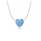 Gypsy Heart Pendants Made of Synthetic Fiery Opal on a Sterling Silver Chain