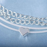 Bohemian Silver Heart Multi Chain Anklet Ankle Bracelet by Fashion Hut Jewelry