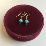 Hot Pink and Turquoise Gemstone14 K Gold Filled Earrings
