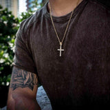 Iced Out Cross Pendant 14K Gold Plated 