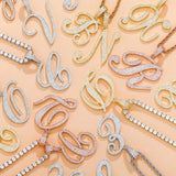 Iced Out Cursive Letters Pendant Necklace 
