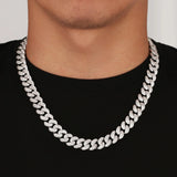 Iced Out Diamond Cuban Link Chain in White Gold - 12mm Necklaces 
