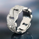 Iced Out Diamond Cuban Link Ring Gold Plated 