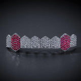 Iced Out Hip-Hop Teeth Grillz White Gold 
