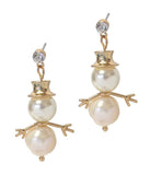 Christmas Snowman Pearl Earrings by Fashion Hut Jewelry