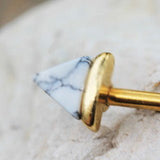 Gold Howlite Triangle Industrial Barbell by Fashion Hut Jewelry