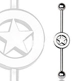316L Surgical Steel Industrial Barbell with Star Logo by Fashion Hut Jewelry