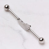 316L Surgical Steel Industrial Barbell Barefoot Footprint. by Fashion Hut Jewelry