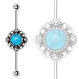 316L Stainless Steel Vintage Charm Industrial Barbell with Turquoise Stone by Fashion Hut Jewelry