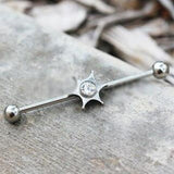 316L Stainless Steel Jeweled Star Industrial Barbell by Fashion Hut Jewelry