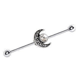 316L Stainless Steel Tribal Sun and Moon Industrial Barbell by Fashion Hut Jewelry