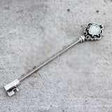 316L Stainless Steel Victorian Heart Key Industrial Barbell with Synthetic Opal by Fashion Hut Jewelry