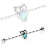 316L Stainless Steel Turquoise Owl Industrial Barbell by Fashion Hut Jewelry