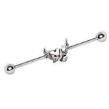 316L Stainless Steel Winged Devil's Heart Industrial Barbell by Fashion Hut Jewelry