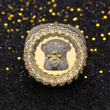 Jesus Head CZ Diamond Rings 14K Gold Plated 
