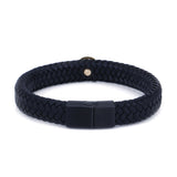 Braided Leather Bracelet with Genuine Diamond, 14K Gold Horse Shoe with Diamonds