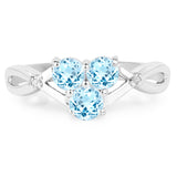 0.97 Carat Genuine Blue Topaz and White Diamond .925 Sterling Silver Ring