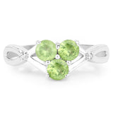 0.73 Carat Genuine Peridot and White Diamond .925 Sterling Silver Ring