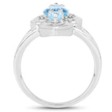 2.15 Carat Genuine Blue Topaz and White Diamond .925 Sterling Silver Ring