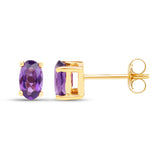 0.42 Carat Genuine Amethyst 10K Yellow Gold Earrings
