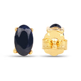 0.70 ct Genuine Blue Sapphire 10K Yellow Gold Earrings