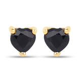 0.70 ct Genuine Black Sapphire 14K Yellow Gold Earrings