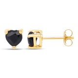 0.70 ct Genuine Black Sapphire 14K Yellow Gold Earrings